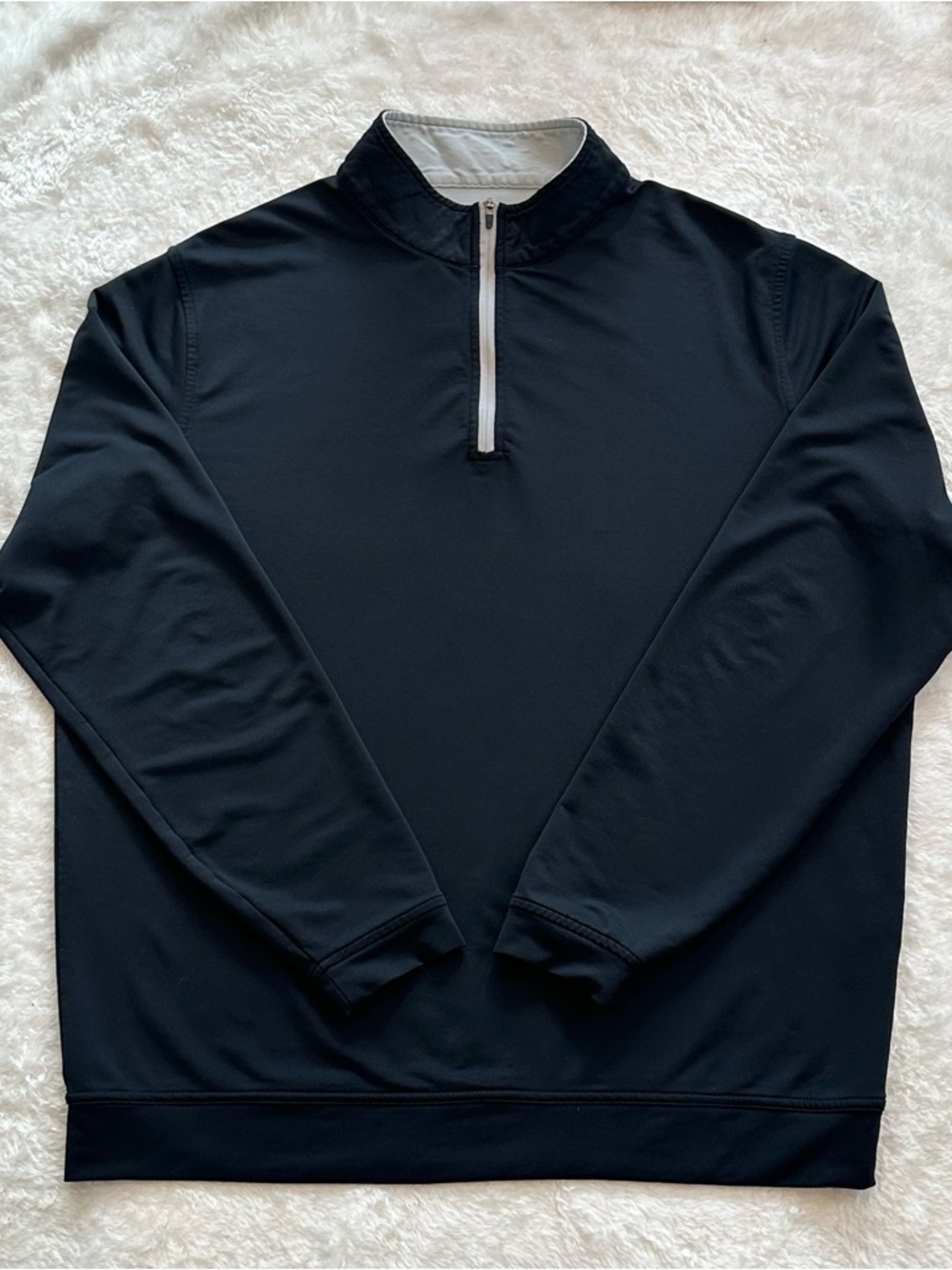 Peter Millar Black Half-Zip Sweater with White Trim